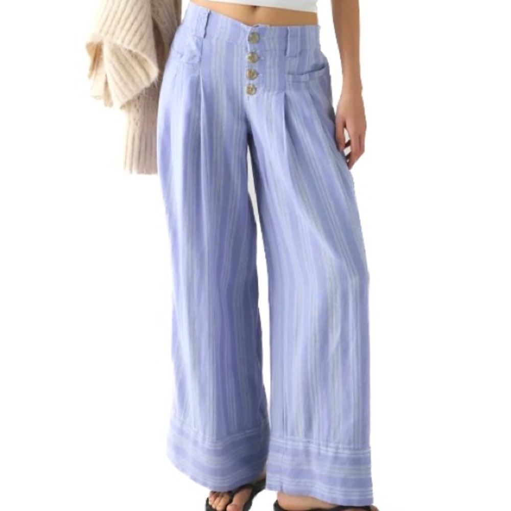 Linen Blend Wide Leg Pants
